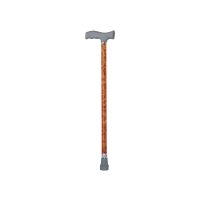 HEIGHT ADJUSTING CANE WITH BROWN WOOD DESIGN-527